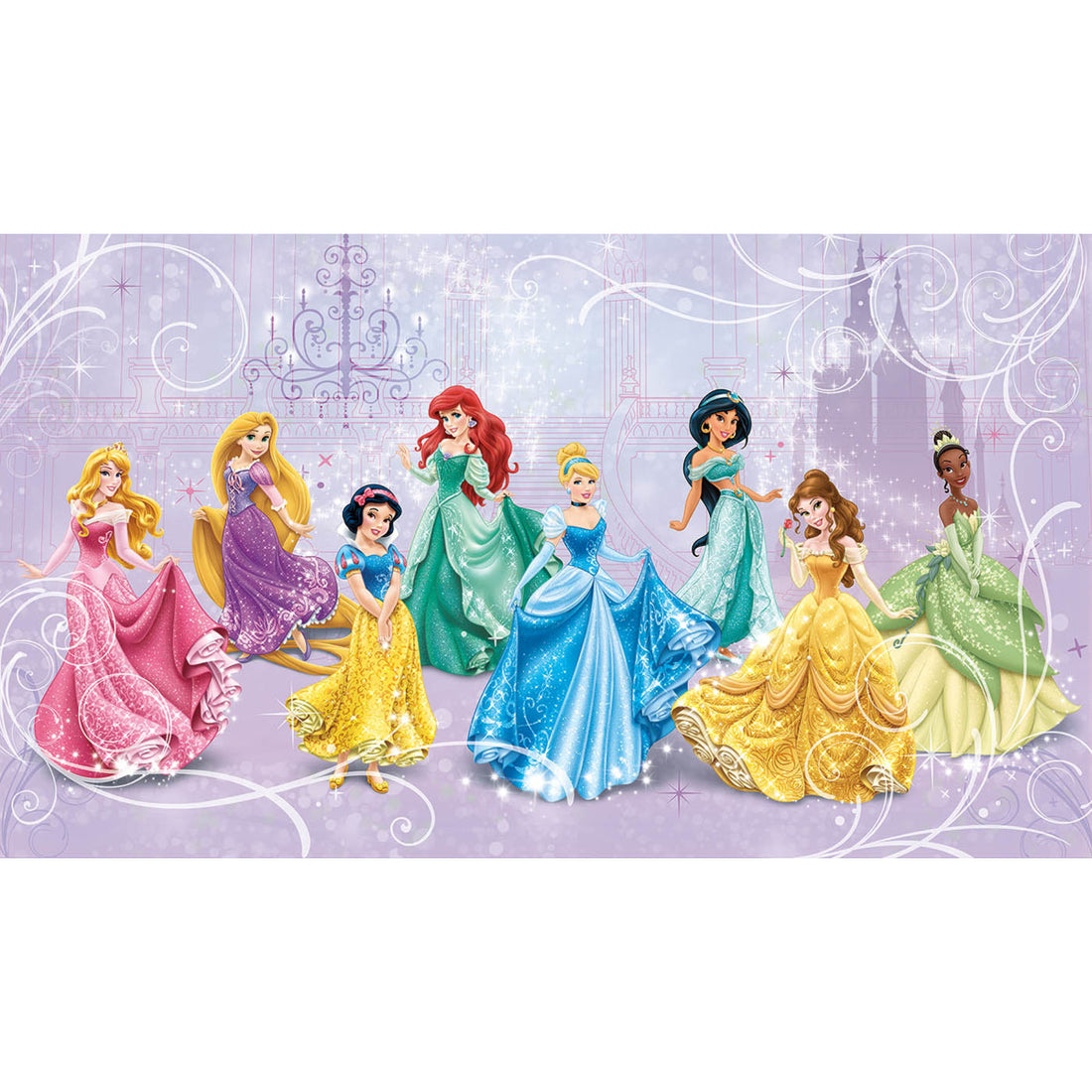 DISNEY PRINCESS ROYAL DEBUT PREPASTED MURAL 6' X 10.5' - ULTRA-STRIPPABLE