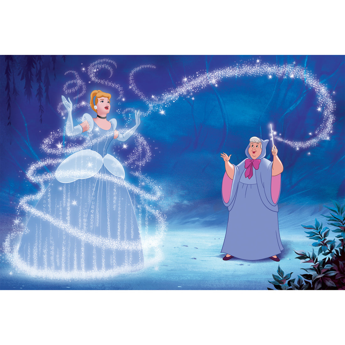 DISNEY PRINCESS CINDERELLA MAGIC XL CHAIR RAIL PREPASTED MURAL 6' X 10.5' - ULTRA-STRIPPABLE