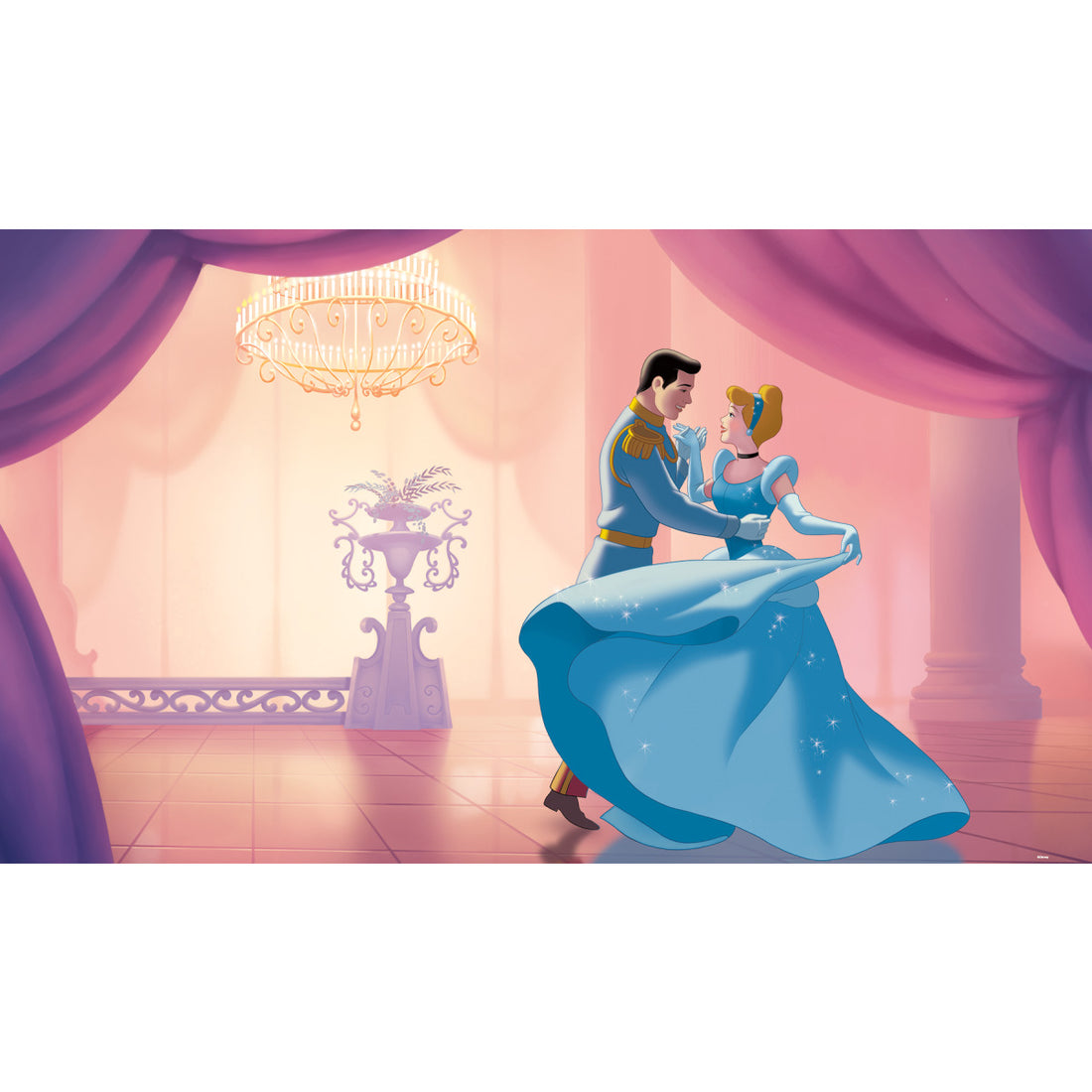DISNEY PRINCESS CINDERELLA 'SO THIS IS LOVE' XL CHAIR RAIL PREPASTED MURAL 6' X 10.5' - ULTRA-STRIPPABLE