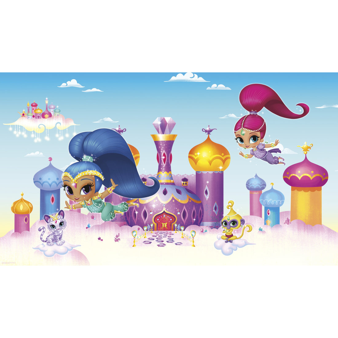 SHIMMER AND SHINE XL CHAIR RAIL PREPASTED MURAL 6' X 10.5' - ULTRA-STRIPPABLE