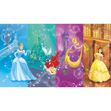 DISNEY PRINCESS SCENES XL CHAIR RAIL PREPASTED MURAL 6' X 10.5' - ULTRA-STRIPPABLE